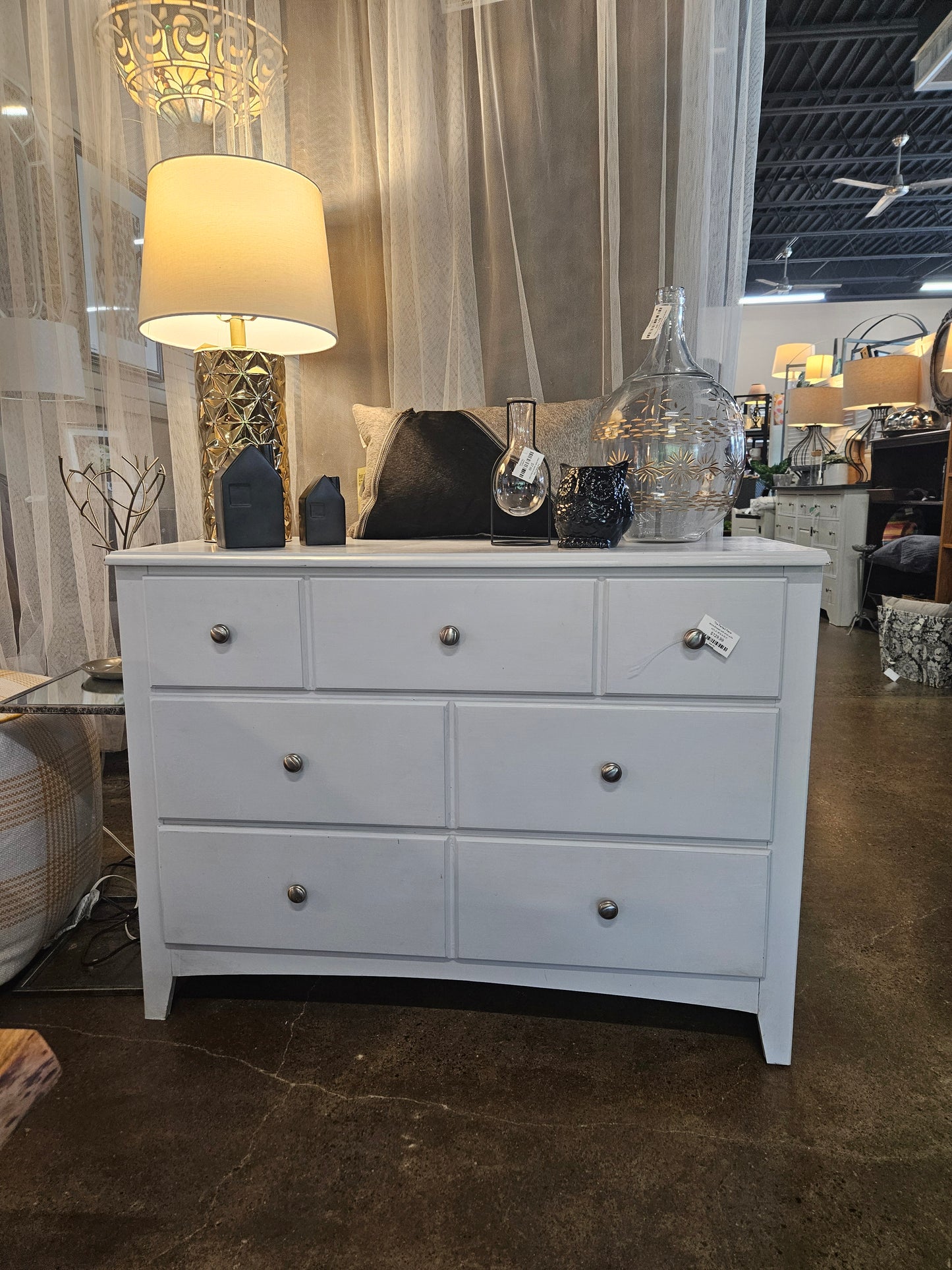 White Dresser with silver pulls
