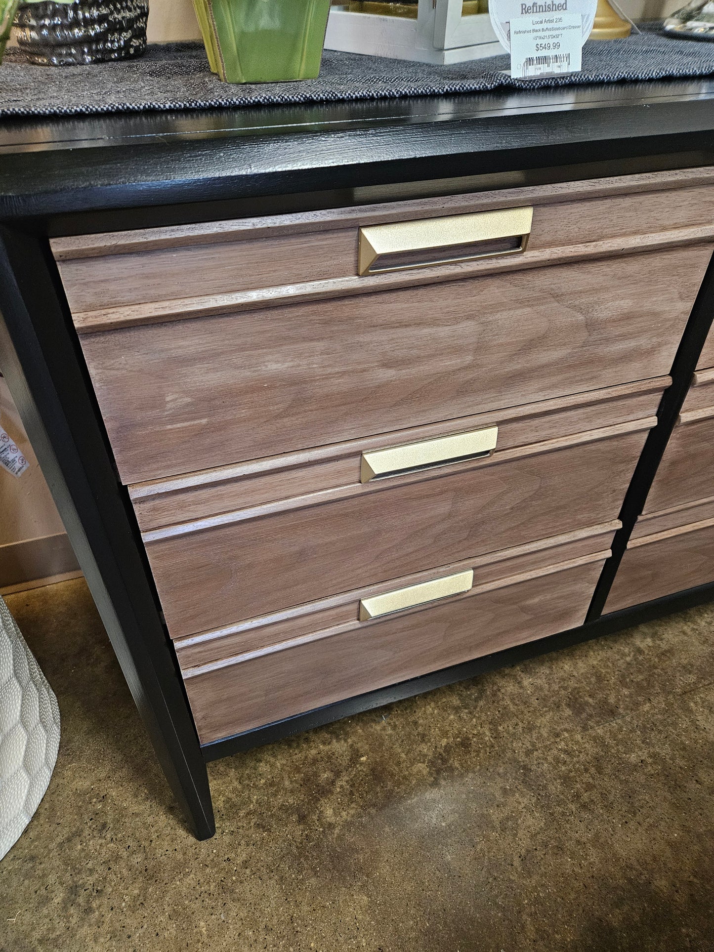 Refinished Black Buffet/Sideboard/Dresser