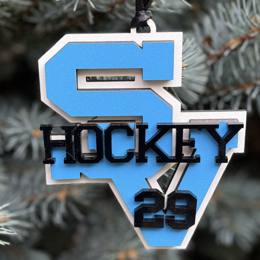 Seneca Valley SV Hockey Ornament w/Number
