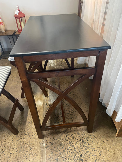 Painted Black Top Table with 2 Stools