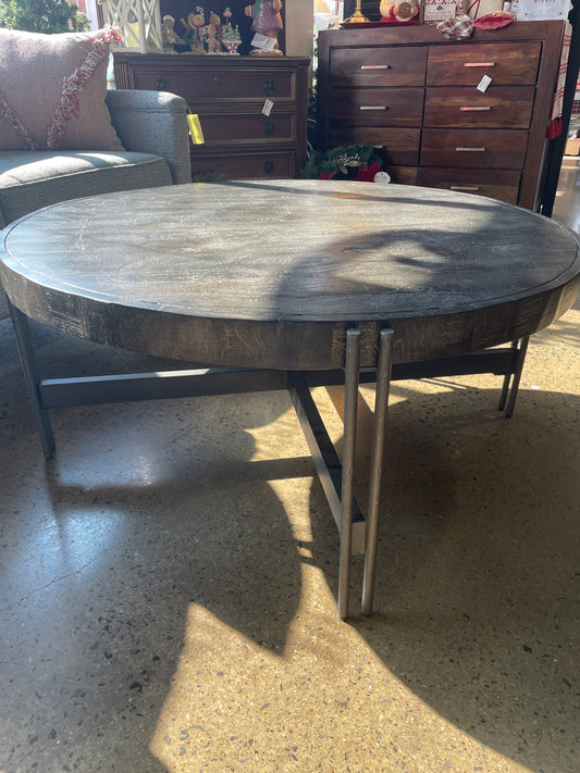 Black Round Mixed Media Coffee Table