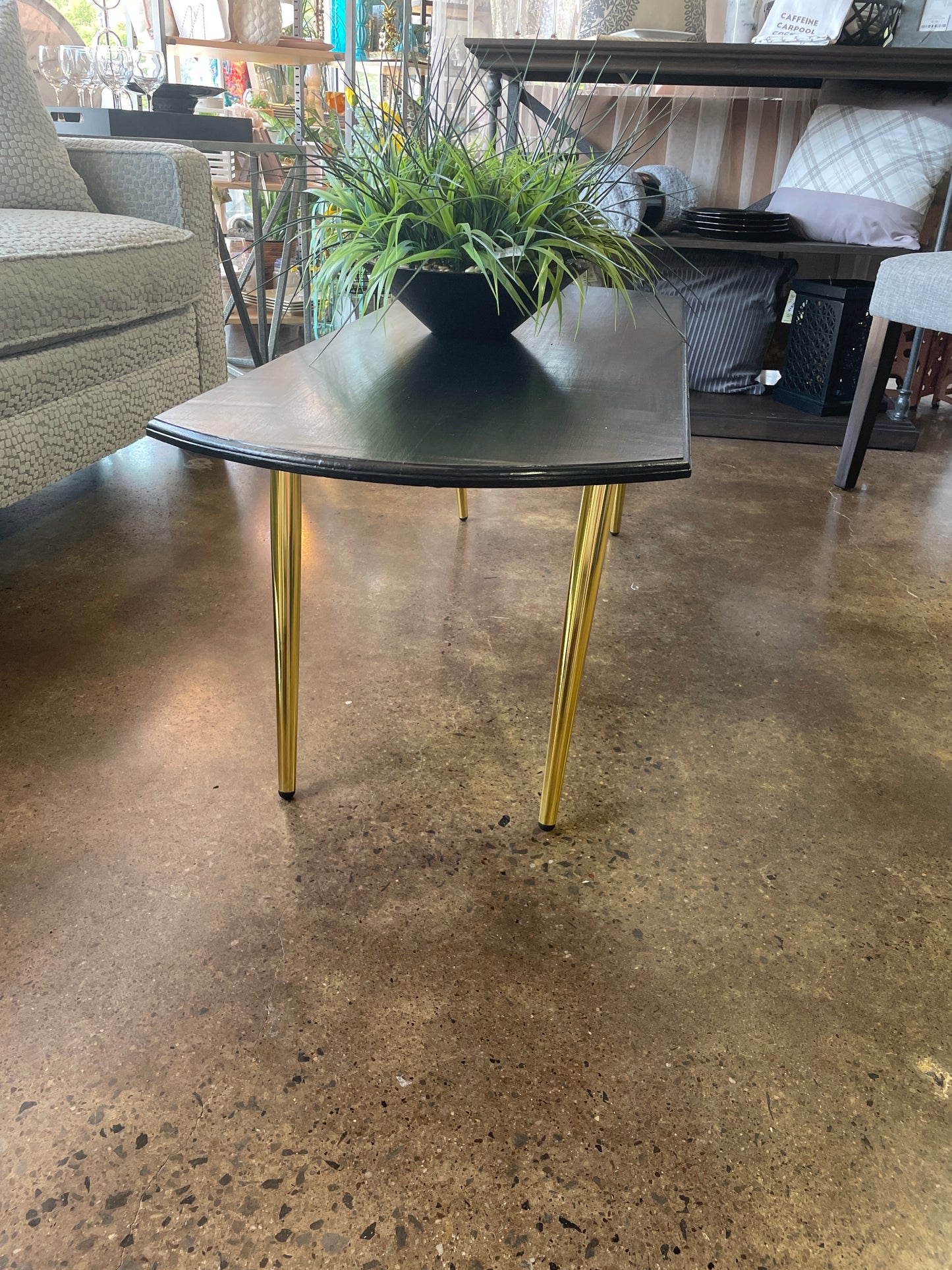 Black Topped Gold Leg Coffee Table