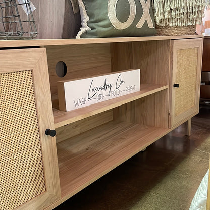 Media Stand Natural Look Cane Doors