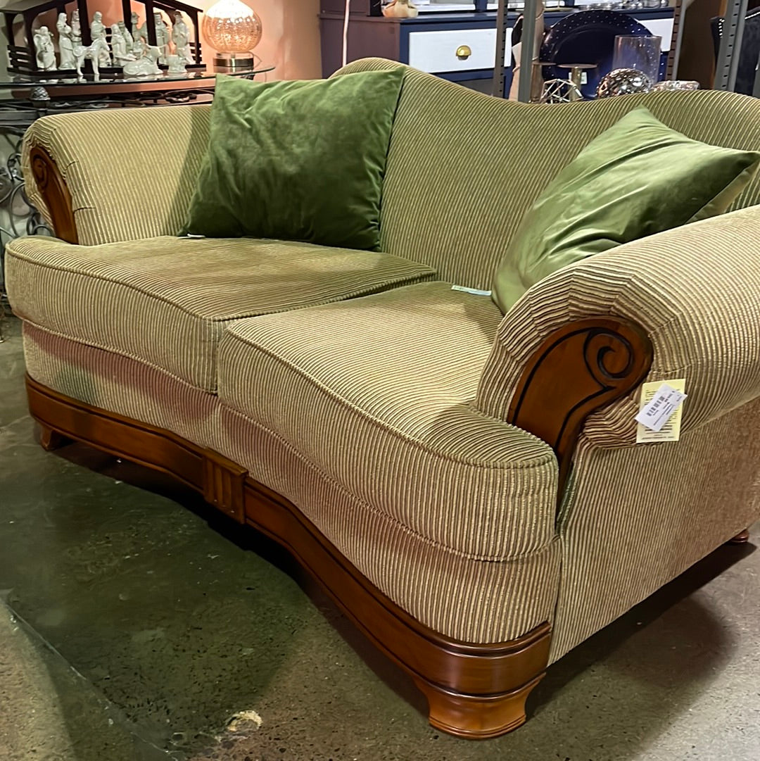 Loveseat with wood trim
