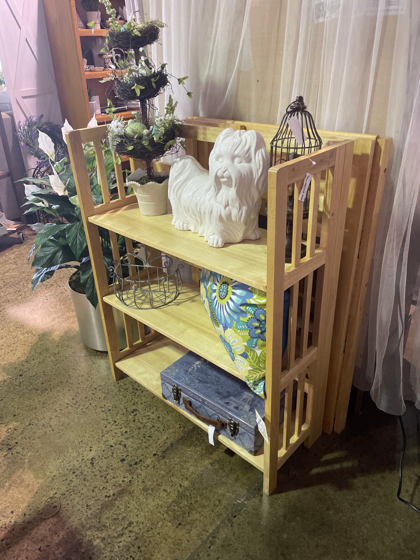 Natural Wood Folding 3 Shelf Unit