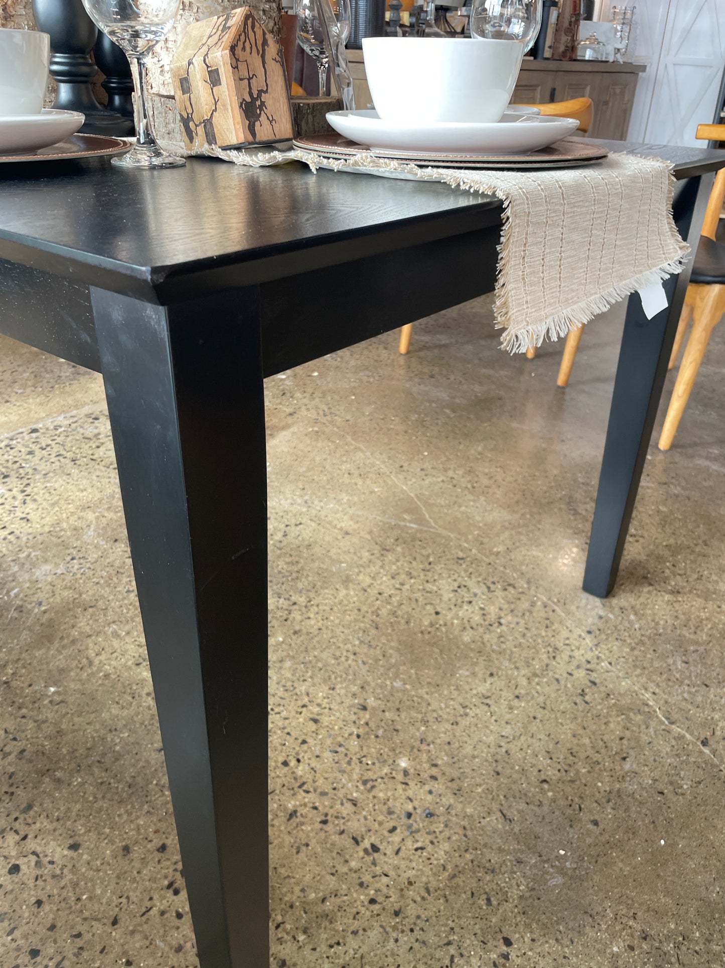 Black Dining Table w/leaf -MODEL HOME