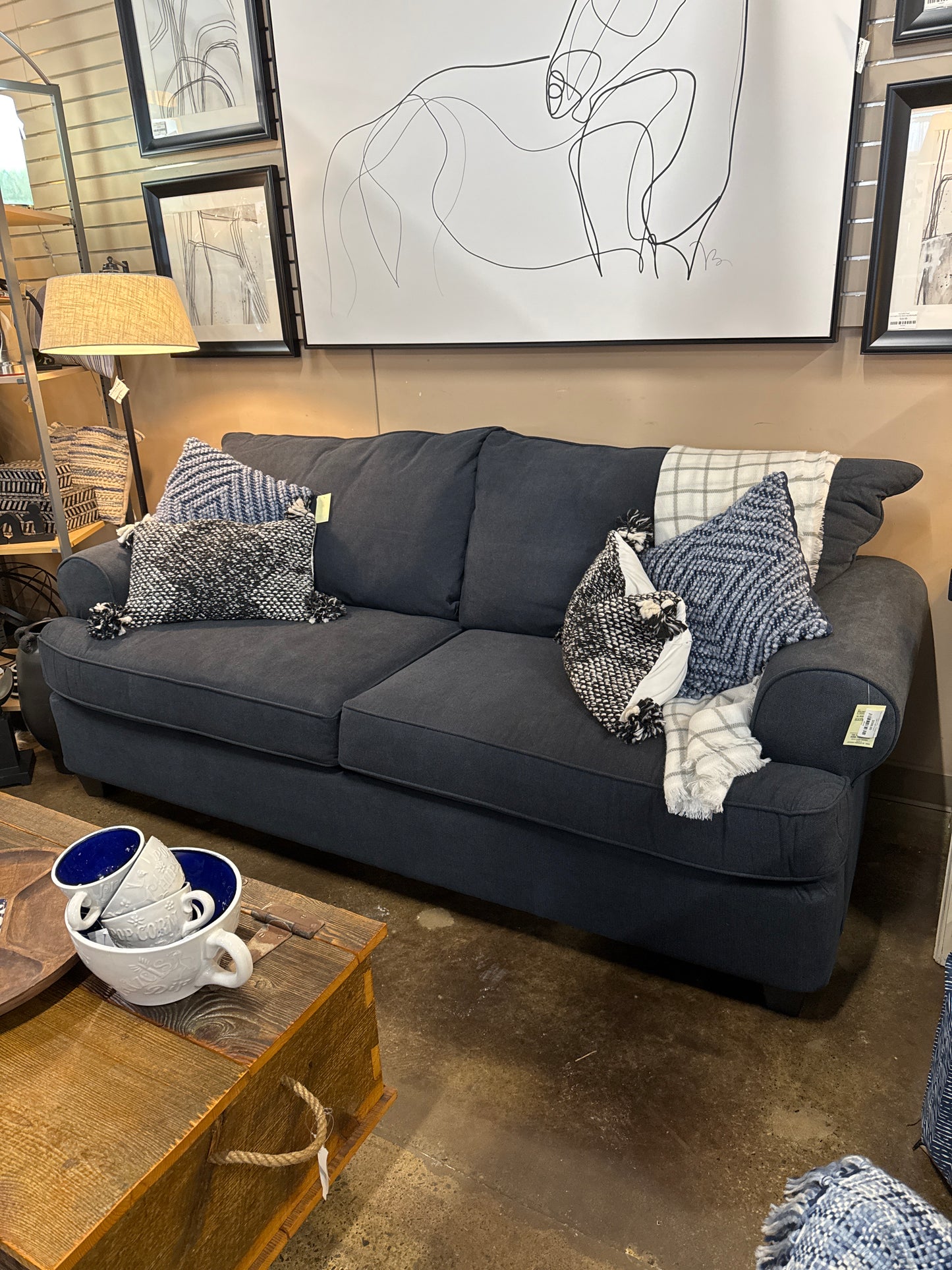 Navy 2 Cushion Sofa - MODEL HOME