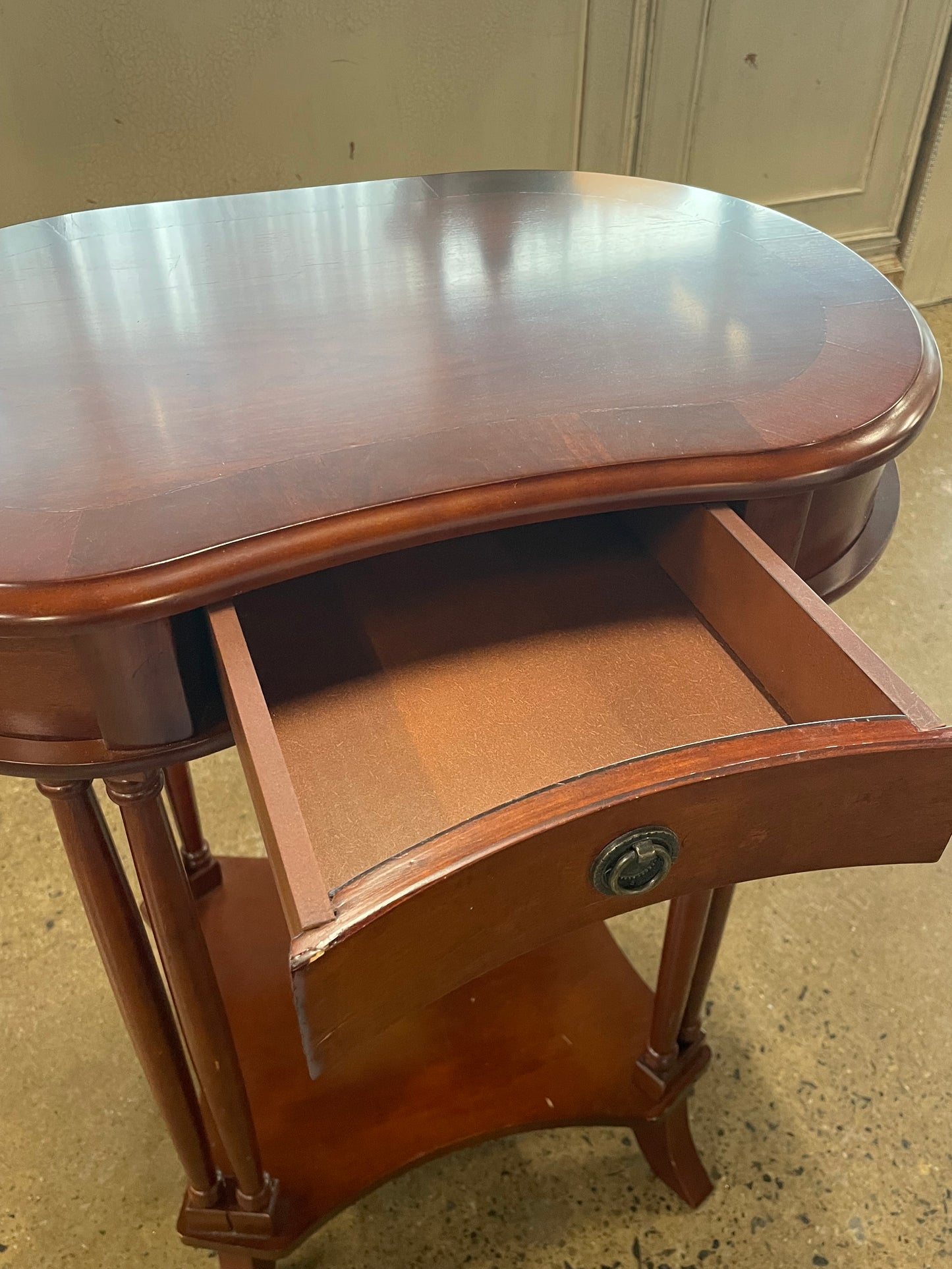 Mahogany Kidney Top Lamp Table with Drawer