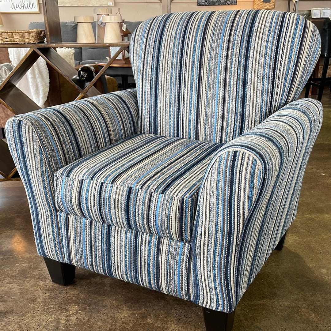 Blue Striped Accent Chair