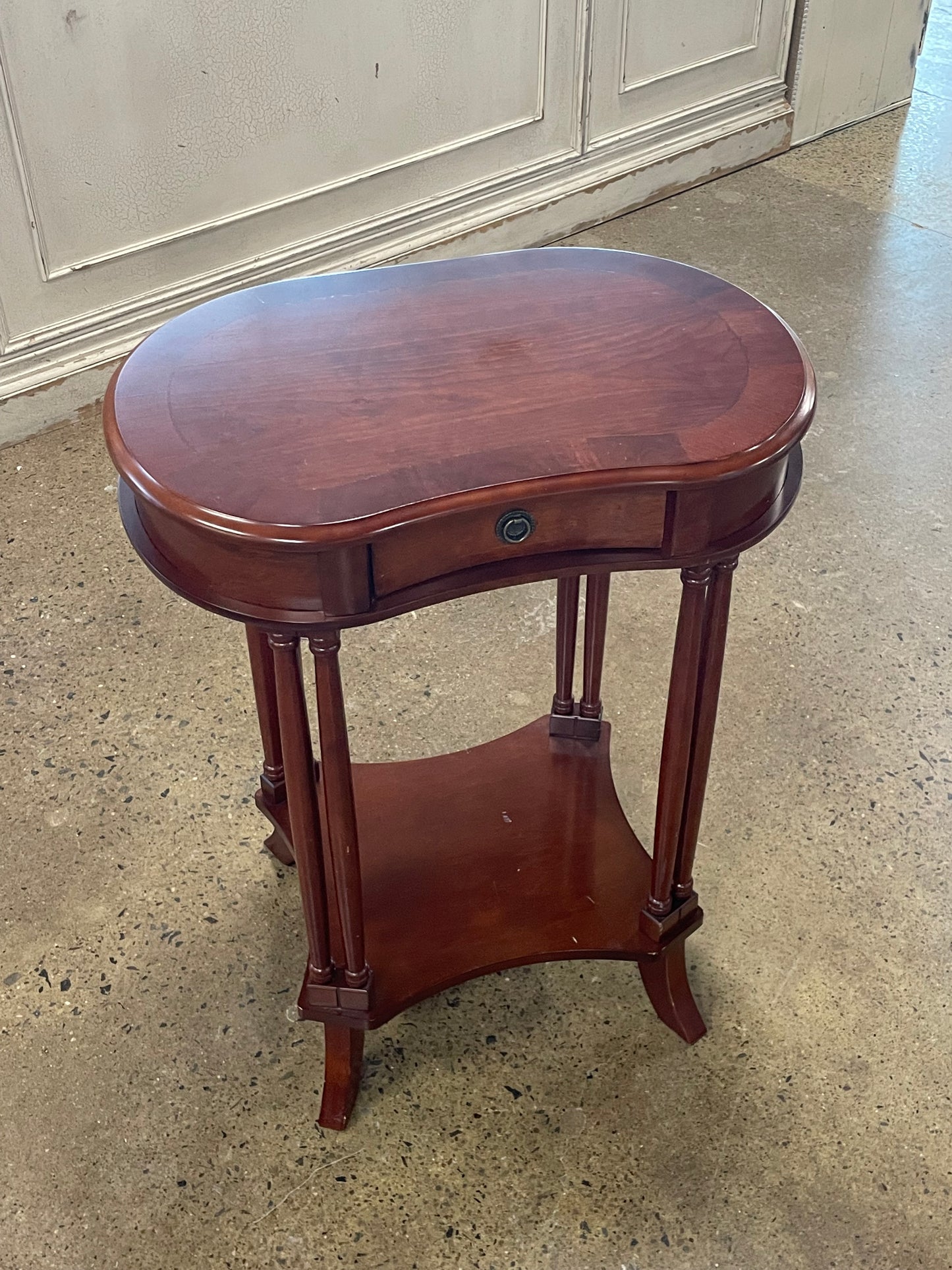 Mahogany Kidney Top Lamp Table with Drawer