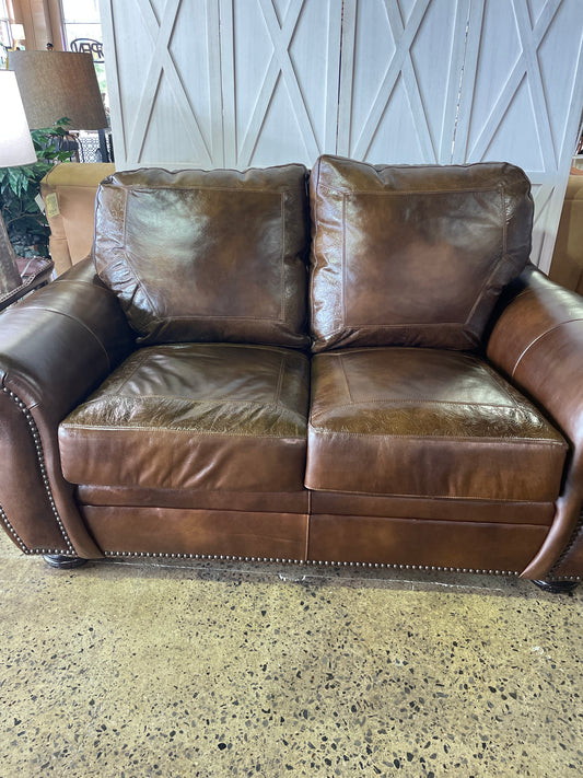 Faux leather loveseat