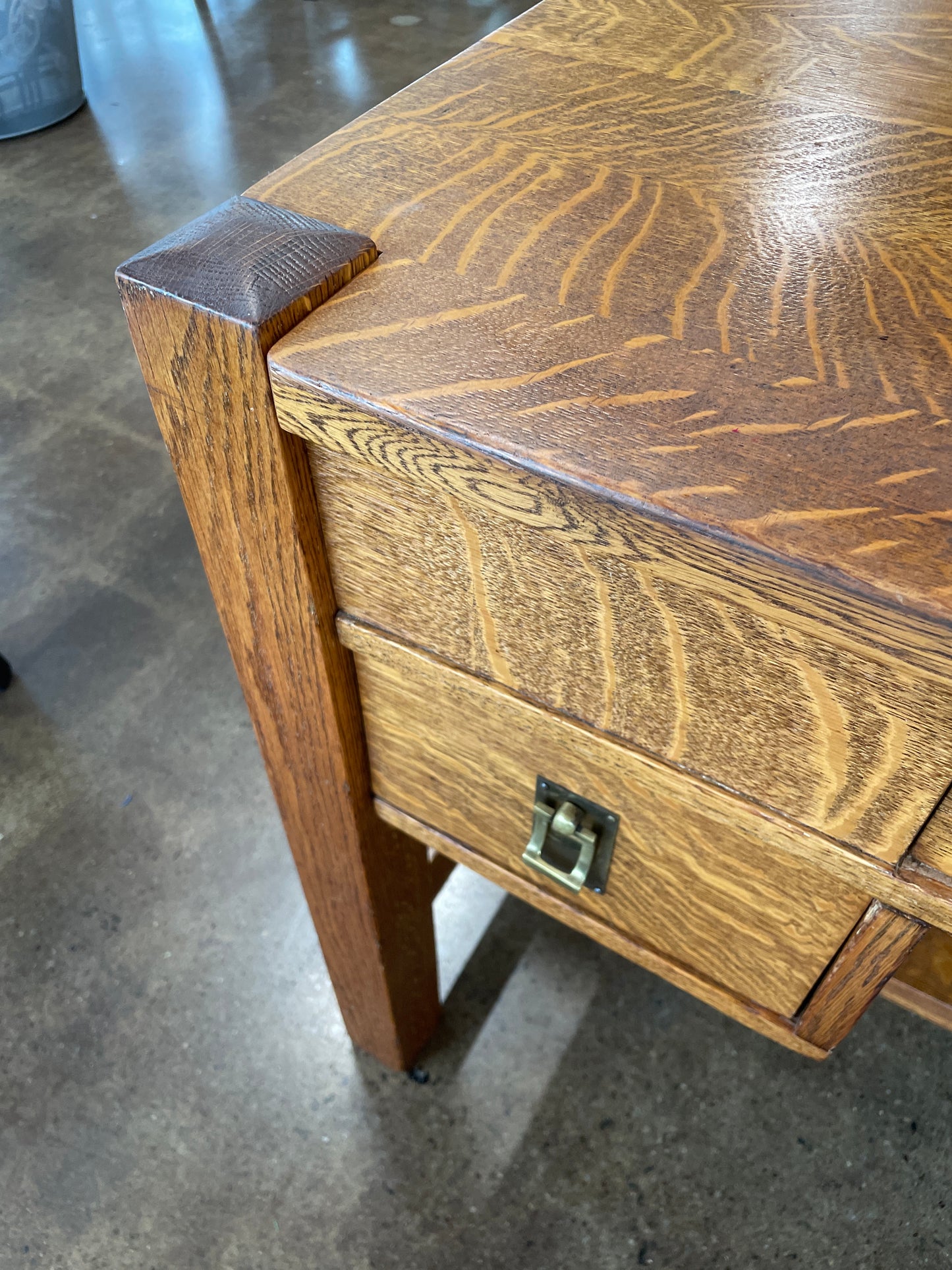 Vintage Oak Desk with gold pulls