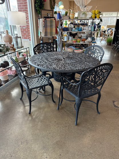 Metal outdoor table set with 4 chairs