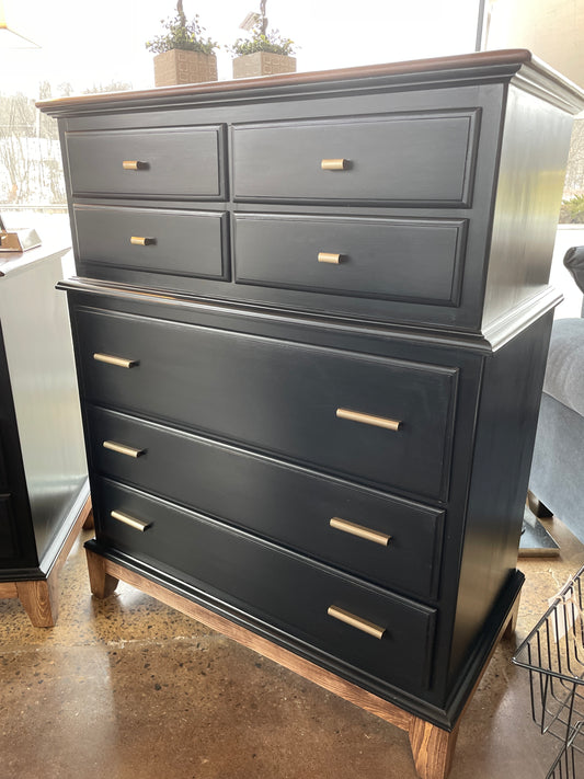 Refinished Black Chest with Wood Top