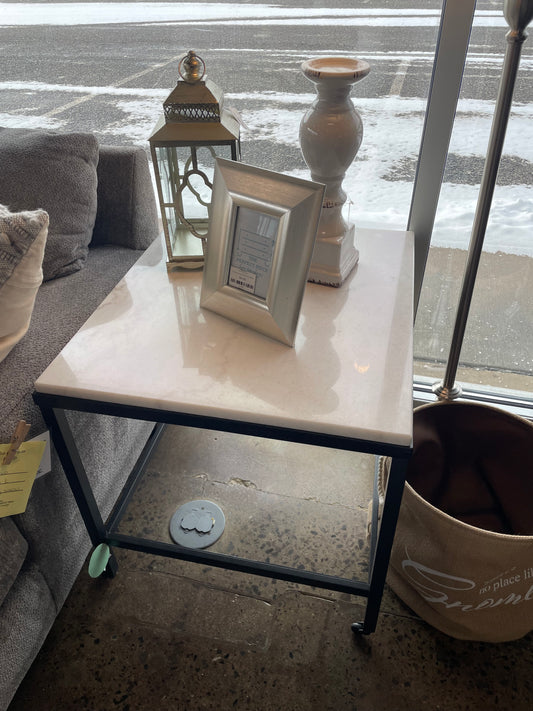 Marble and Metal End Tables (Pair)