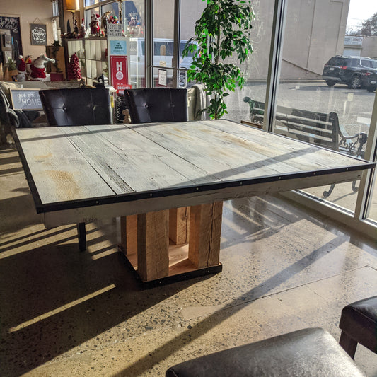 Reclaimed wood square dining room table