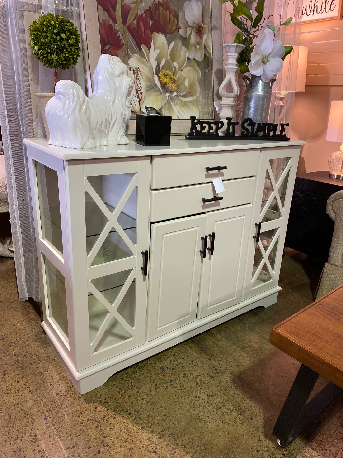 White buffet/server/tv stand with storage