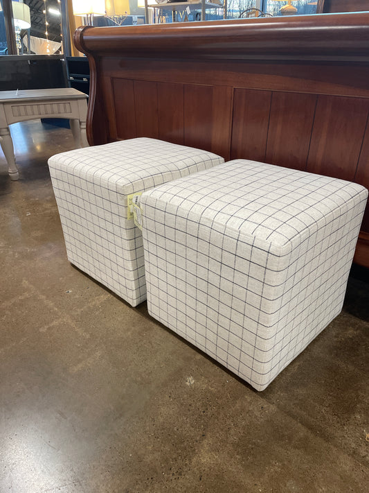 Linen Square Upholstered Cube-MODEL HOME