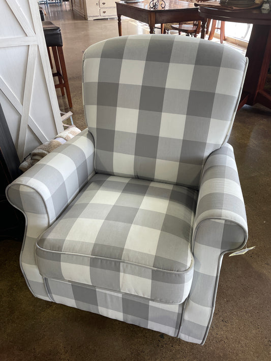 Delta Grey Plaid Swivel Chair
