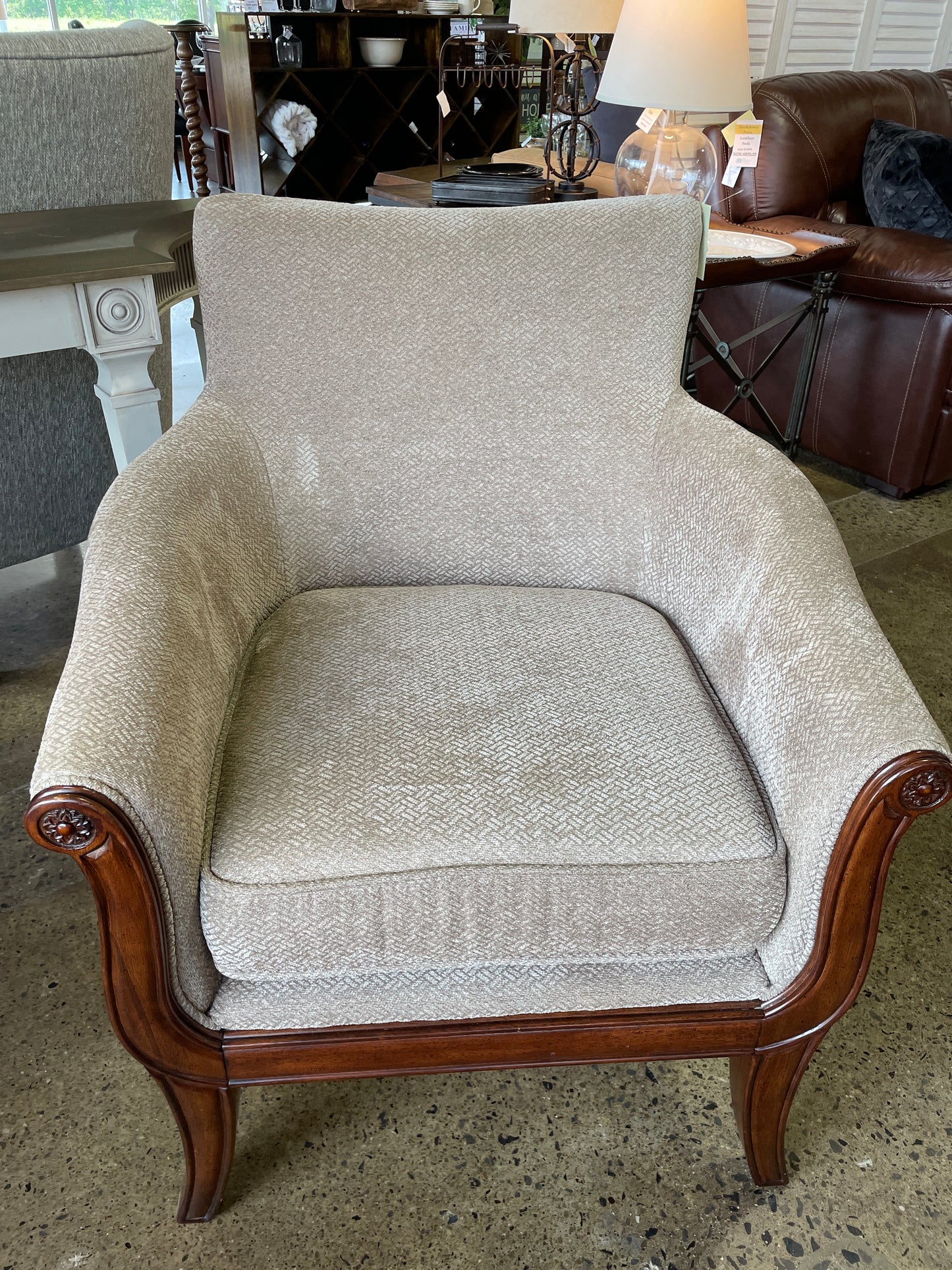 Bombay Cream Chair with Wood Accents