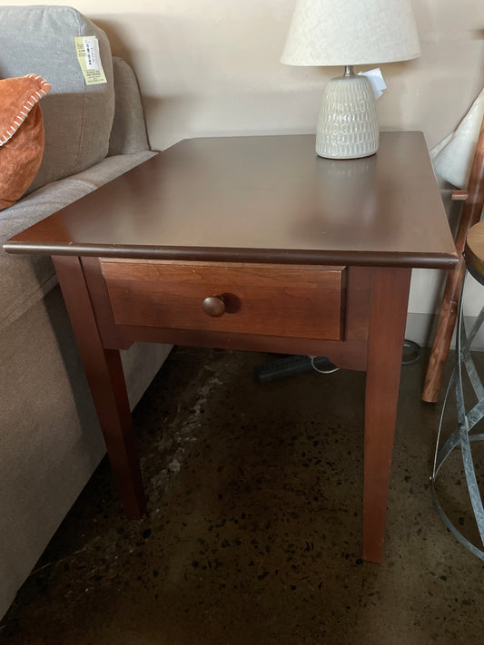 Wooden end table with drawer