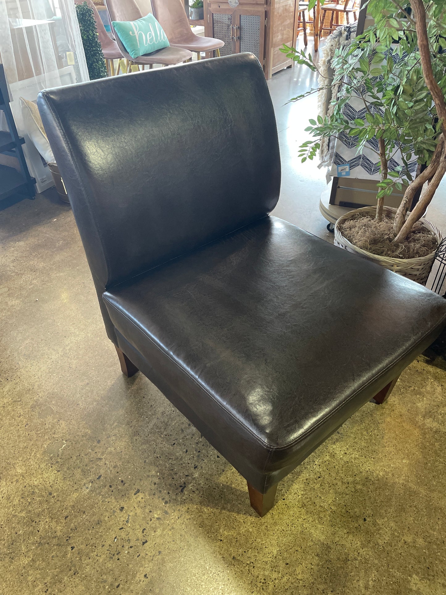 Brown slipper chair