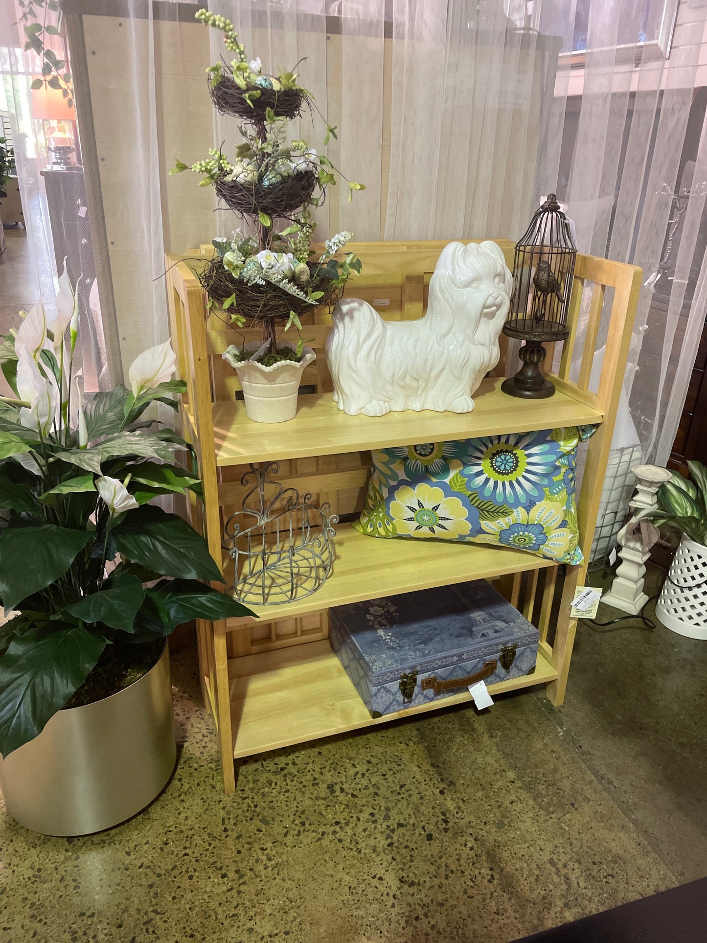 Natural Wood Folding 3 Shelf Unit