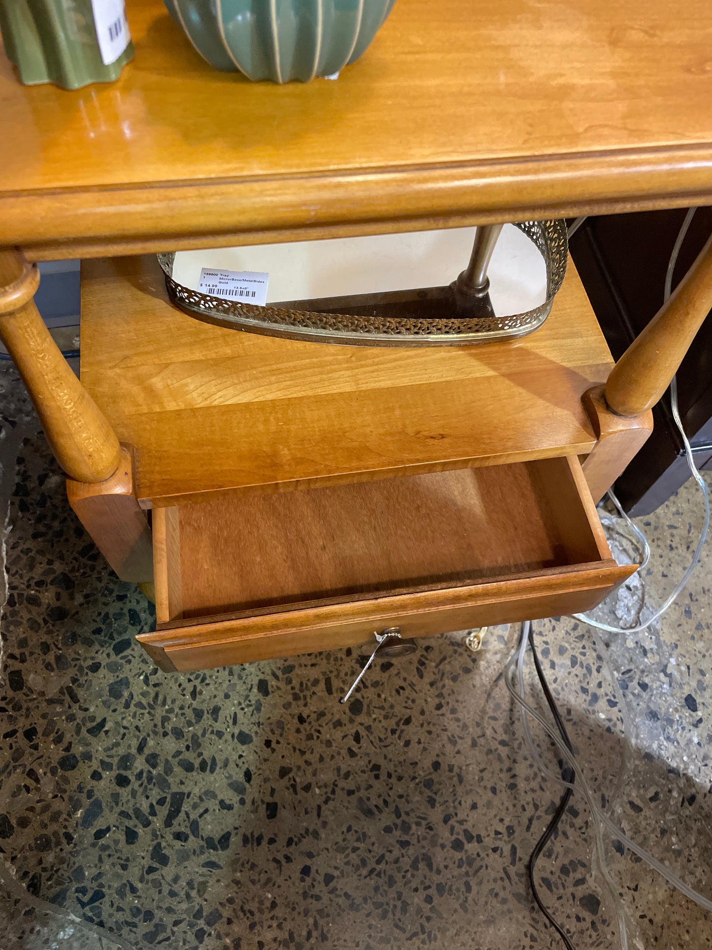 Wooden side table with drawer