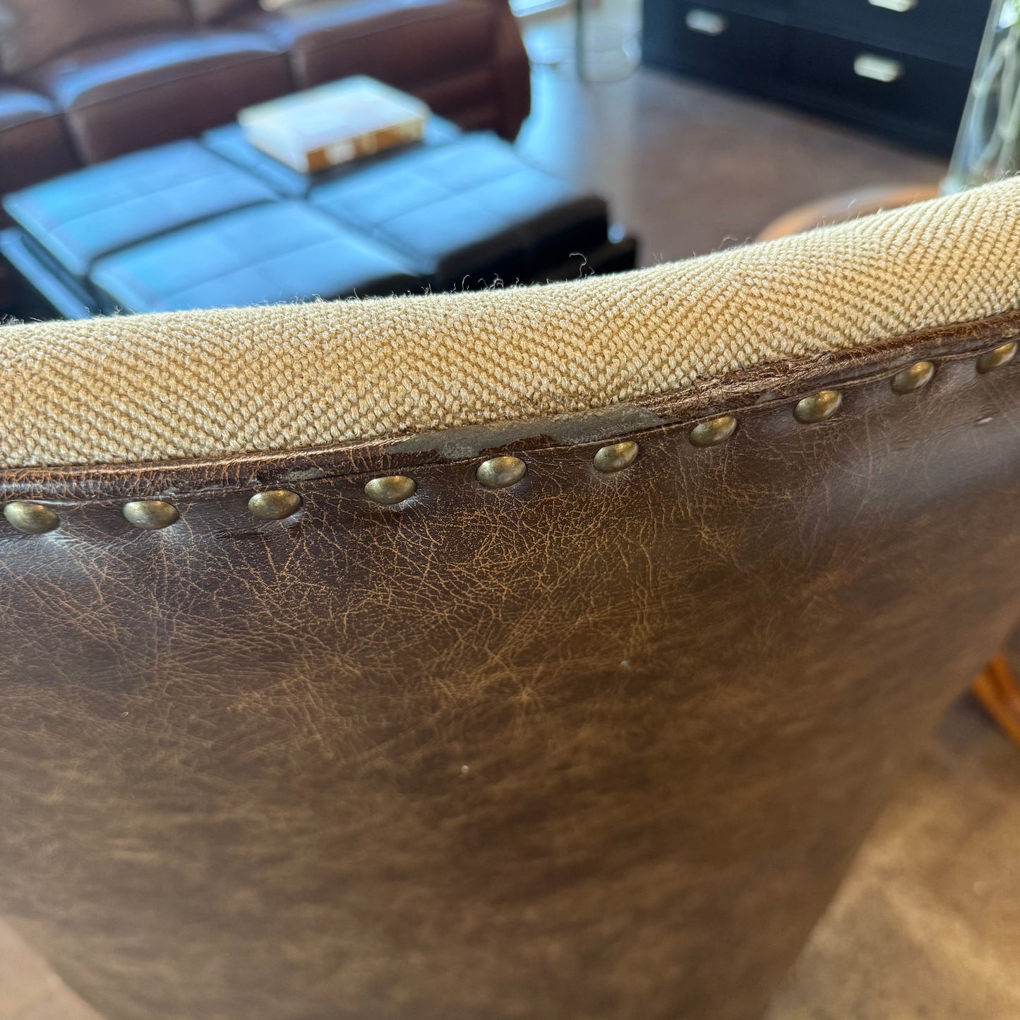 Leather Backed Accent Chair