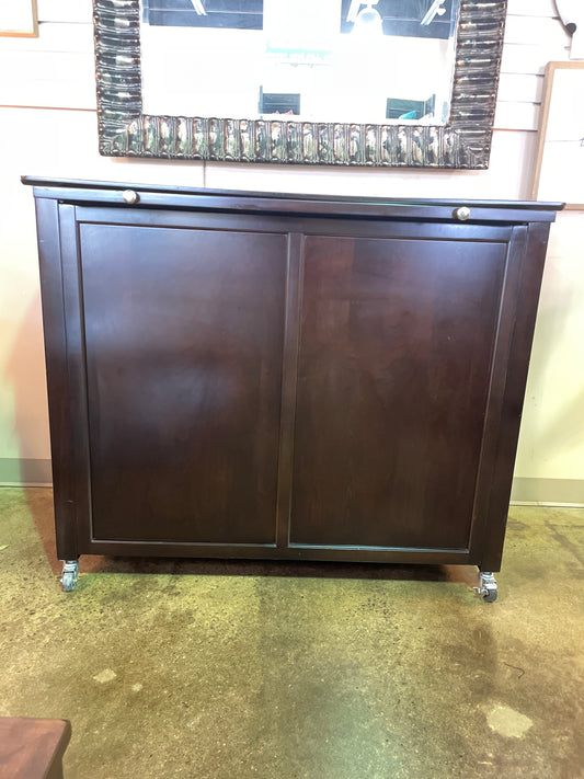 Espresso Wood Island Cabinet with Casters