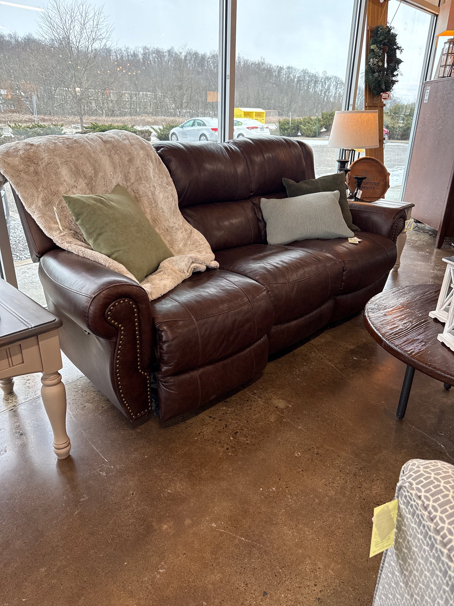 Terrill Power Reclining Leather Like Sofa