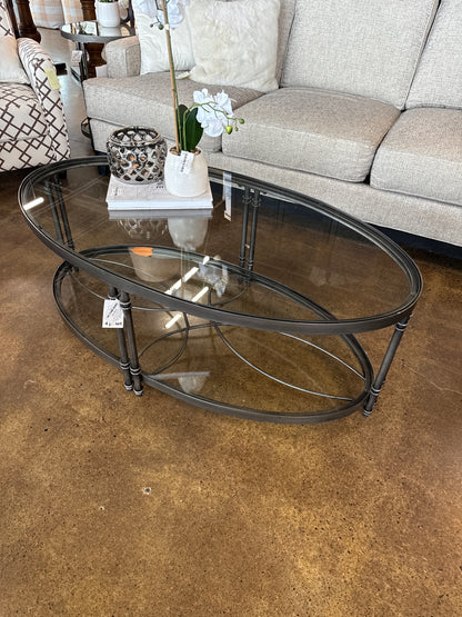 Metal/Glass end/coffee table set
