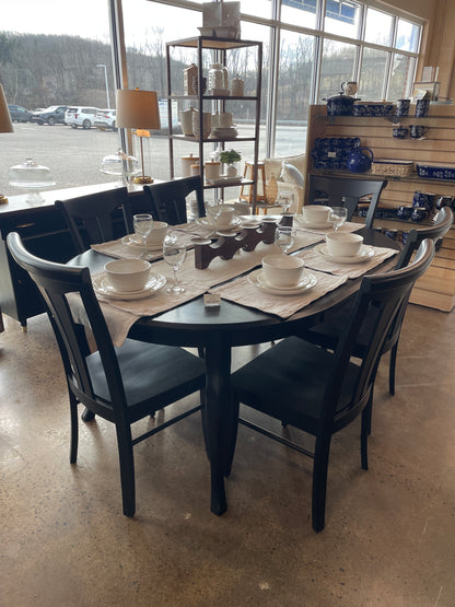 Black Refreshed Dining Table 6 Chairs/leaf