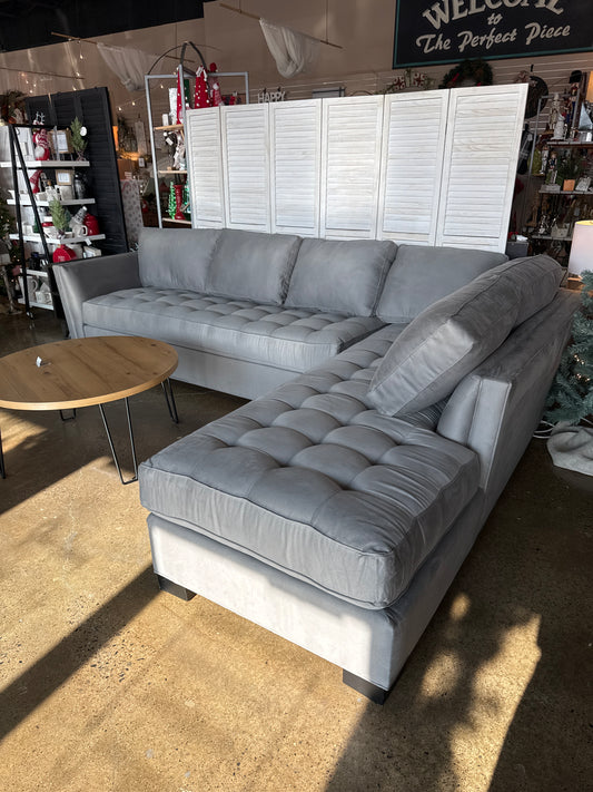 Grey Tufted Sectional