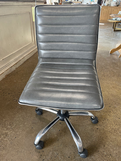 Desk Chair Gray Faux Leather Adjustable Height