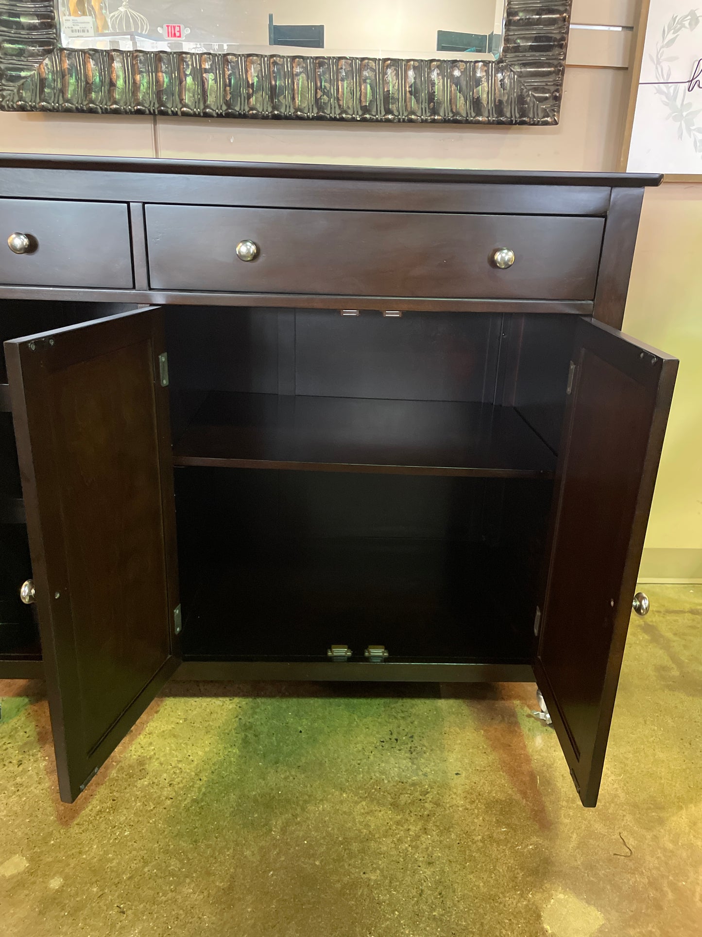 Espresso Wood Island Cabinet with Casters