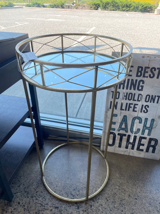 Gold Metal Accent Table 16x27 Mirror Top