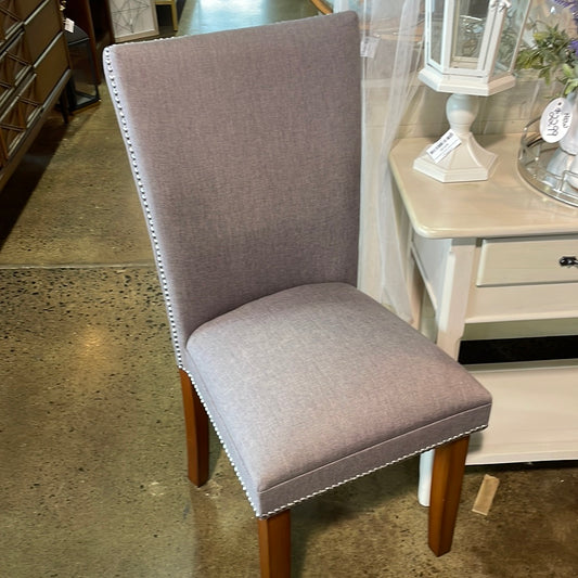 Grey dining chairs with nailhead trim (set of 2)