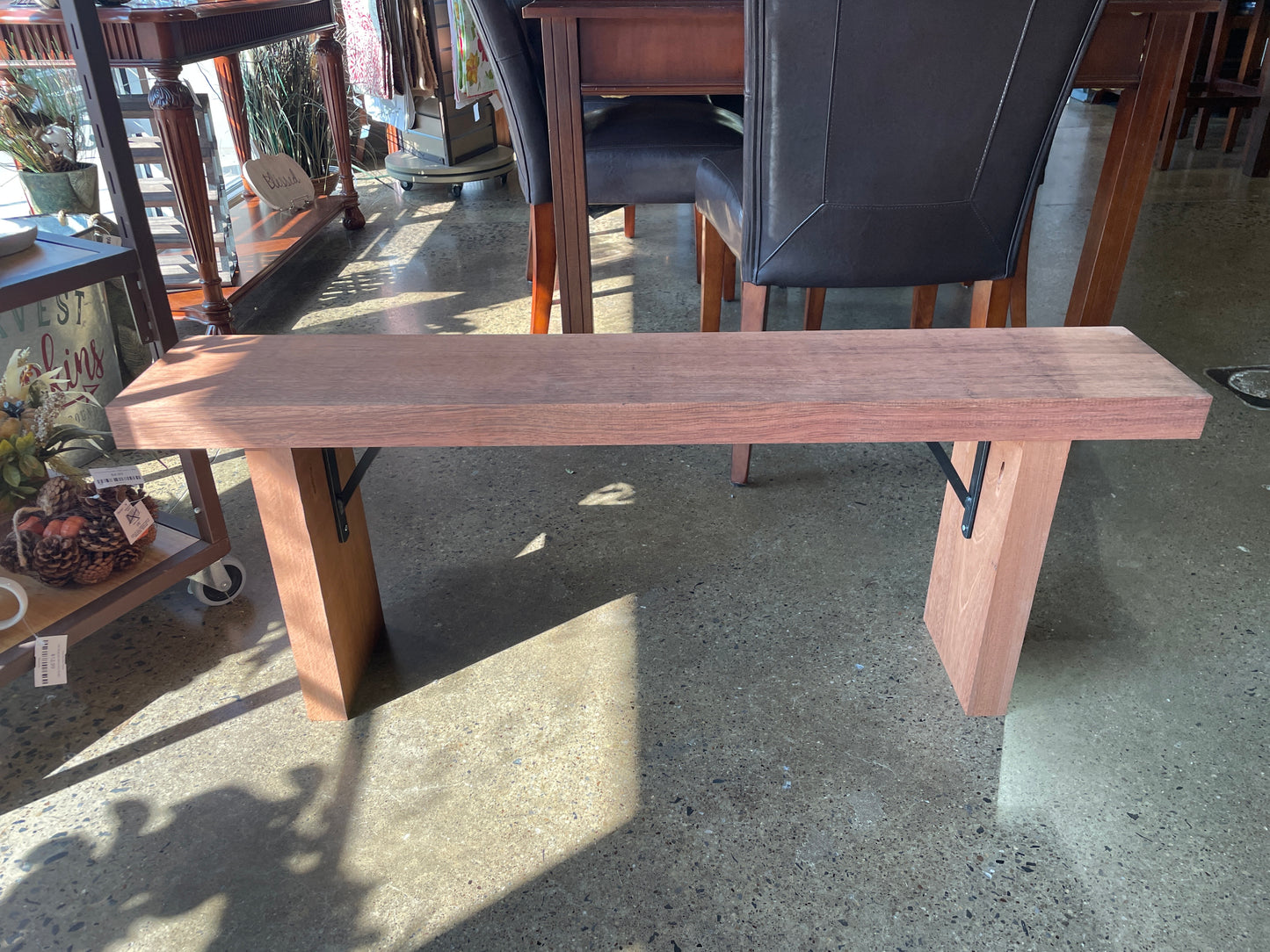 Mahogany Bench with metal brackets