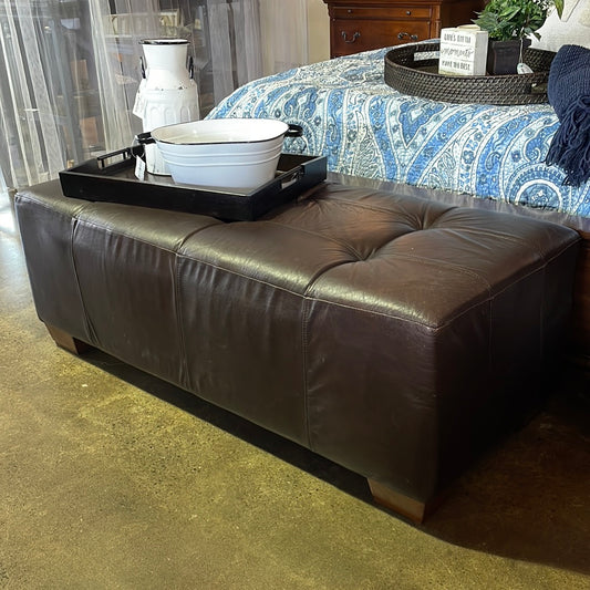 Brown faux leather ottoman/bench