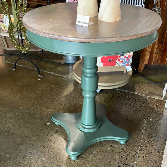 Wood Top Green Base Round Table