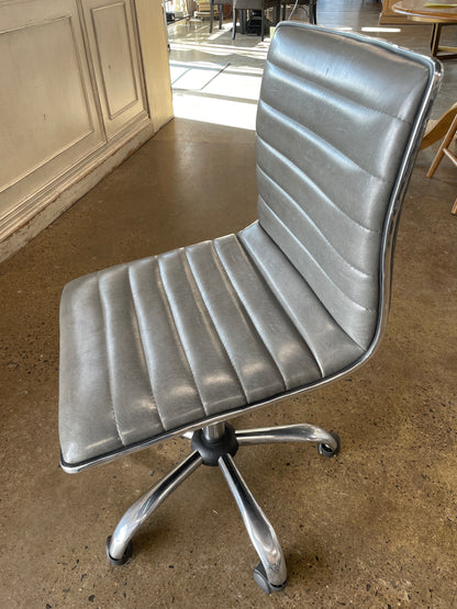 Desk Chair Gray Faux Leather Adjustable Height