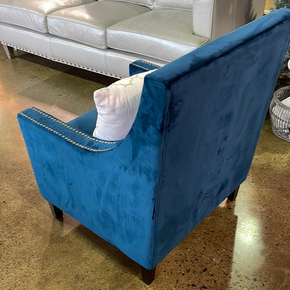 Teal Velvet Nailhead Trim Accent Chair