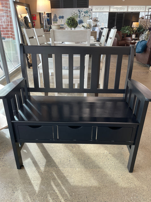 Black Bench with 3 drawers