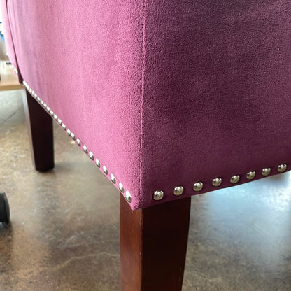 Purple slipper chair with nailhead trim