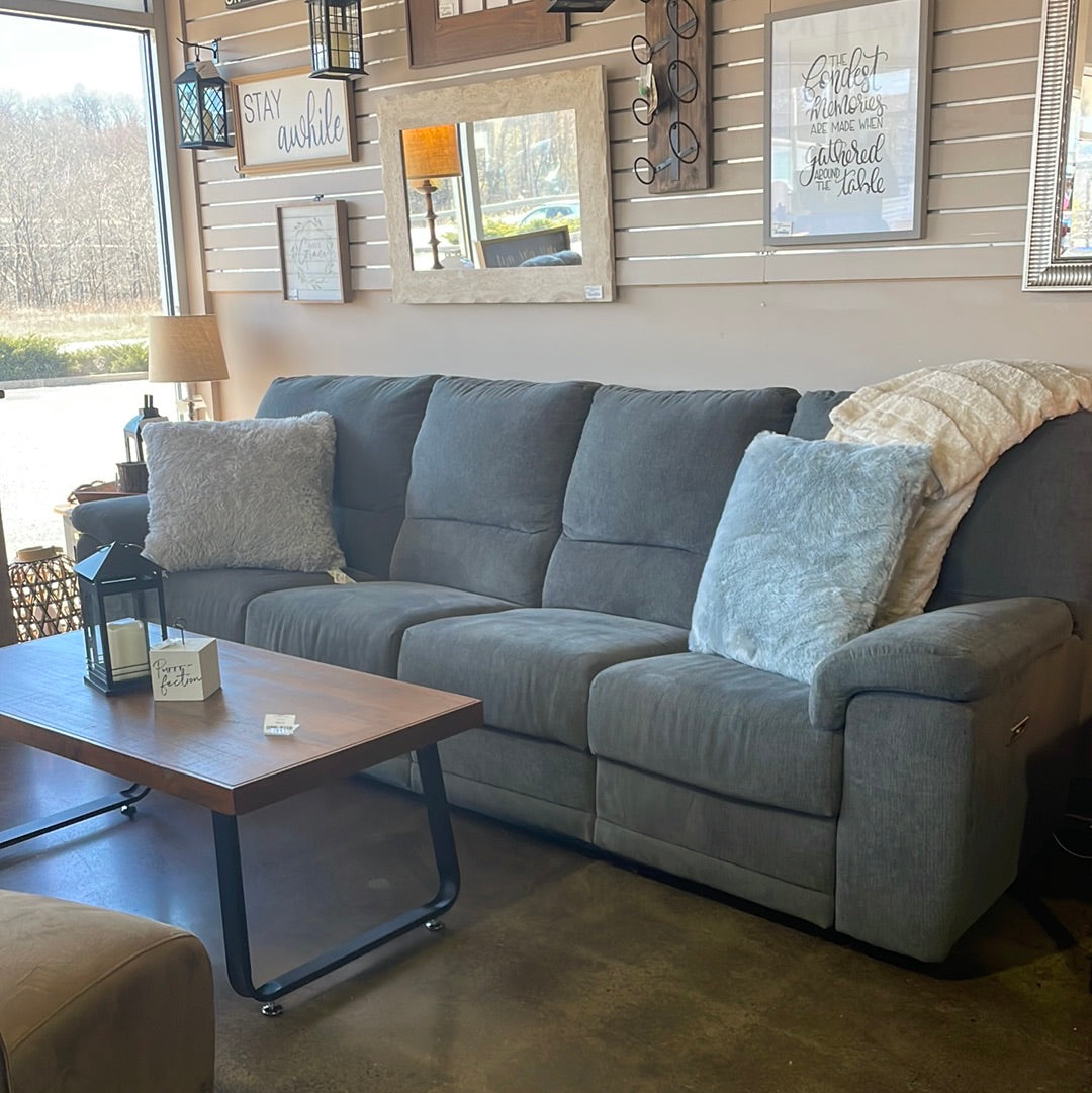 Grey Reclining Sofa 112"