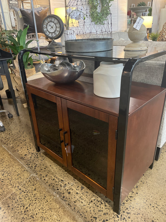 Media Stand with Glass Top Shelf