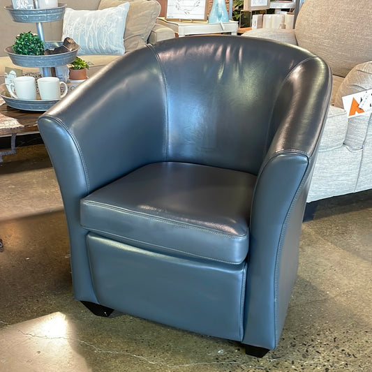 Grey Faux Leather Barrel Chair