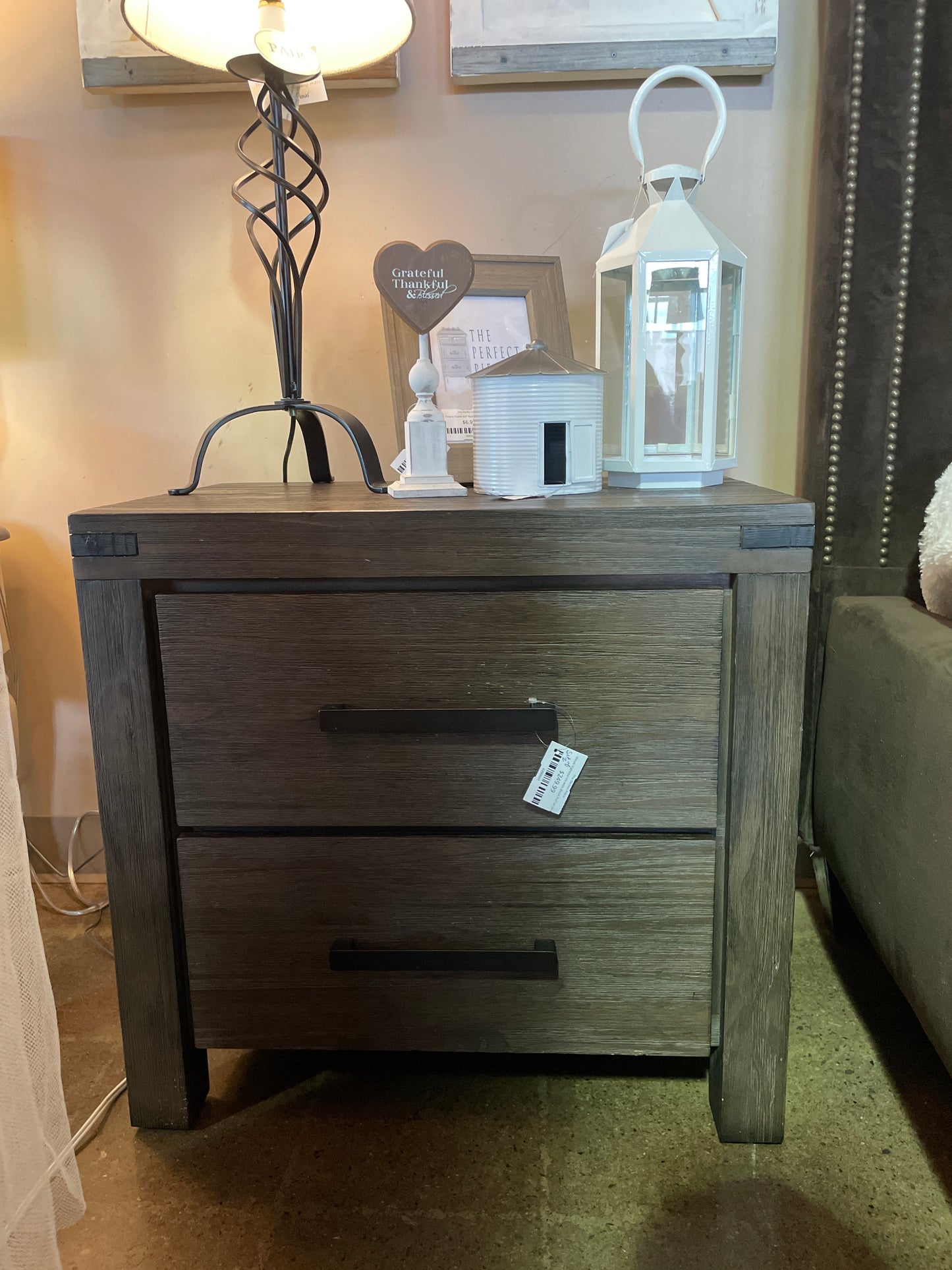 Wood Nightstands with Black Pull on Drawer (2)