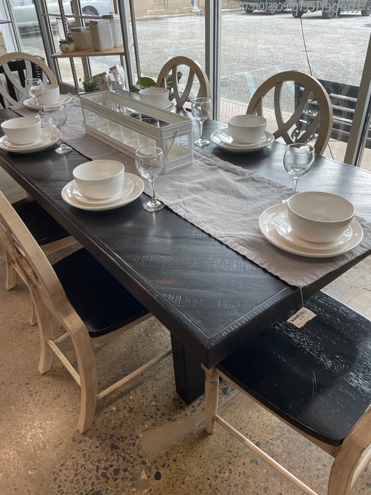 Black Plank Dining Room Table-MODEL HOME